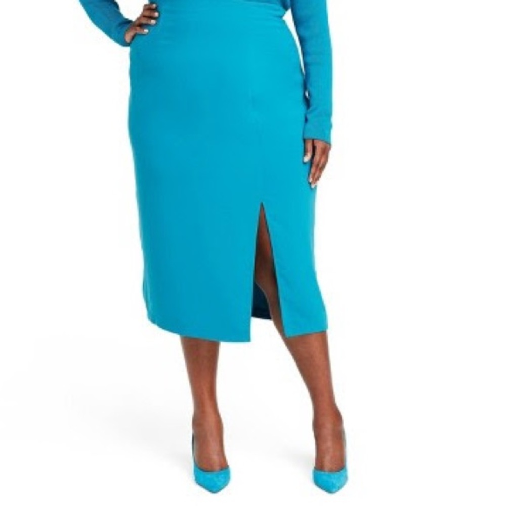 Sergio Hudson x Target High-Waist slit Pencil Skirt size 1X in teal